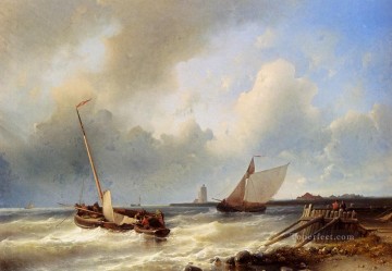 Envío frente a la costa holandesa Abraham Hulk Snr barco paisaje marino Pinturas al óleo